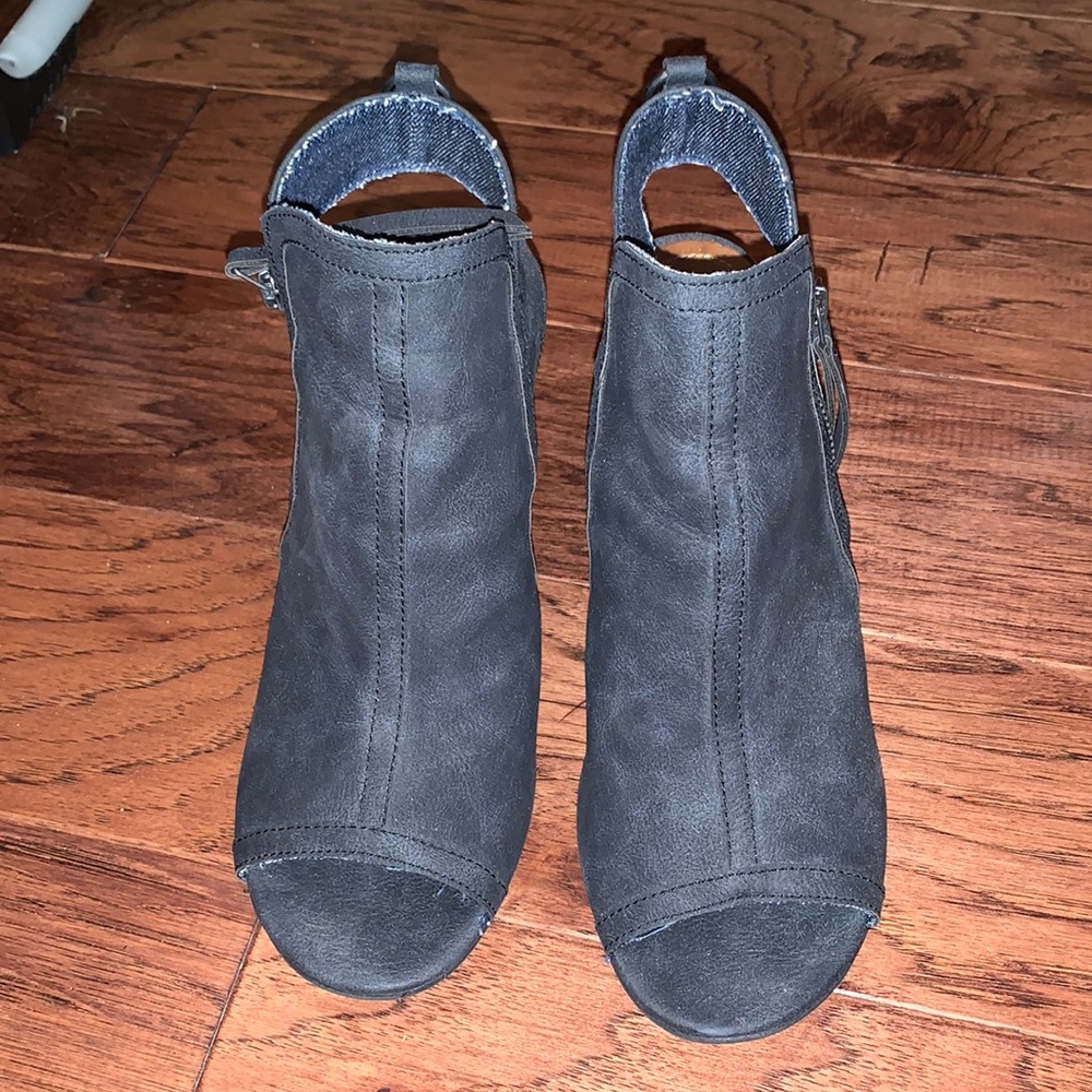 Sugar black peep toe booties